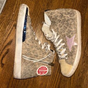 Golden Goose Leopard Print High-Top Sneakers